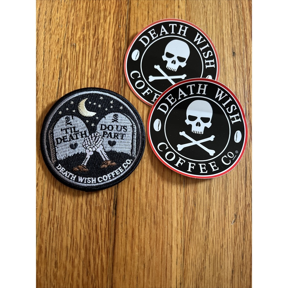 2018 Death Wish Coffee `Till Death Do Us Part  Valentines Patch New 2 Stickers